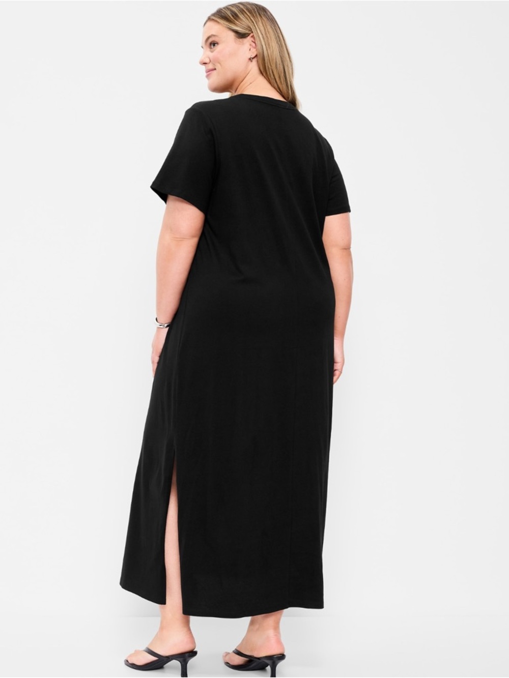 🆕 Old Navy Women's Vintage Crew-Neck Maxi Dress Short Sleeve Black S 4-6 - Picture 7 of 14